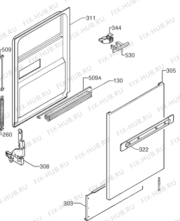 Взрыв-схема посудомоечной машины Kuppersbusch IGV458.2W - Схема узла Door 003